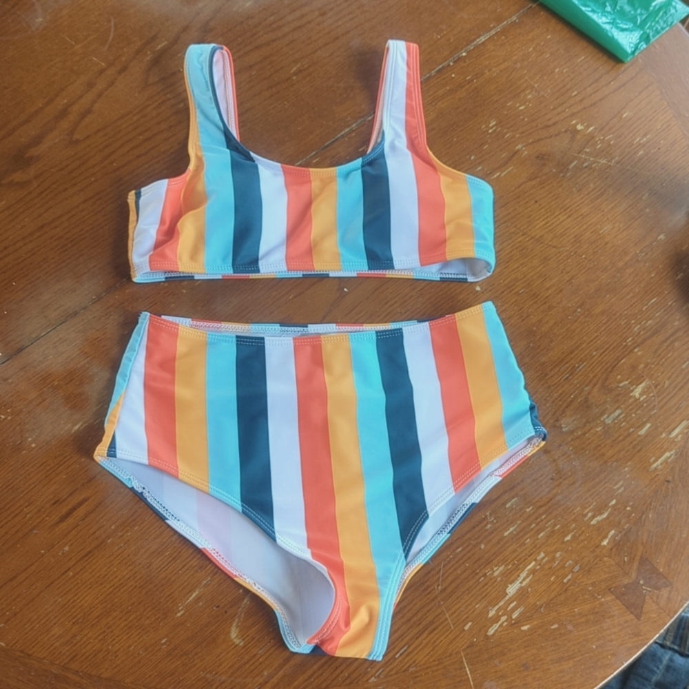 shein strped bikini set medium